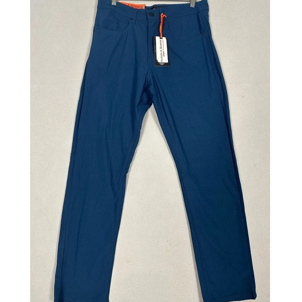NEW Hudson Barrow Pants Mens 32X30 Midnight Blue Performance Tech Chino 5-Pocket